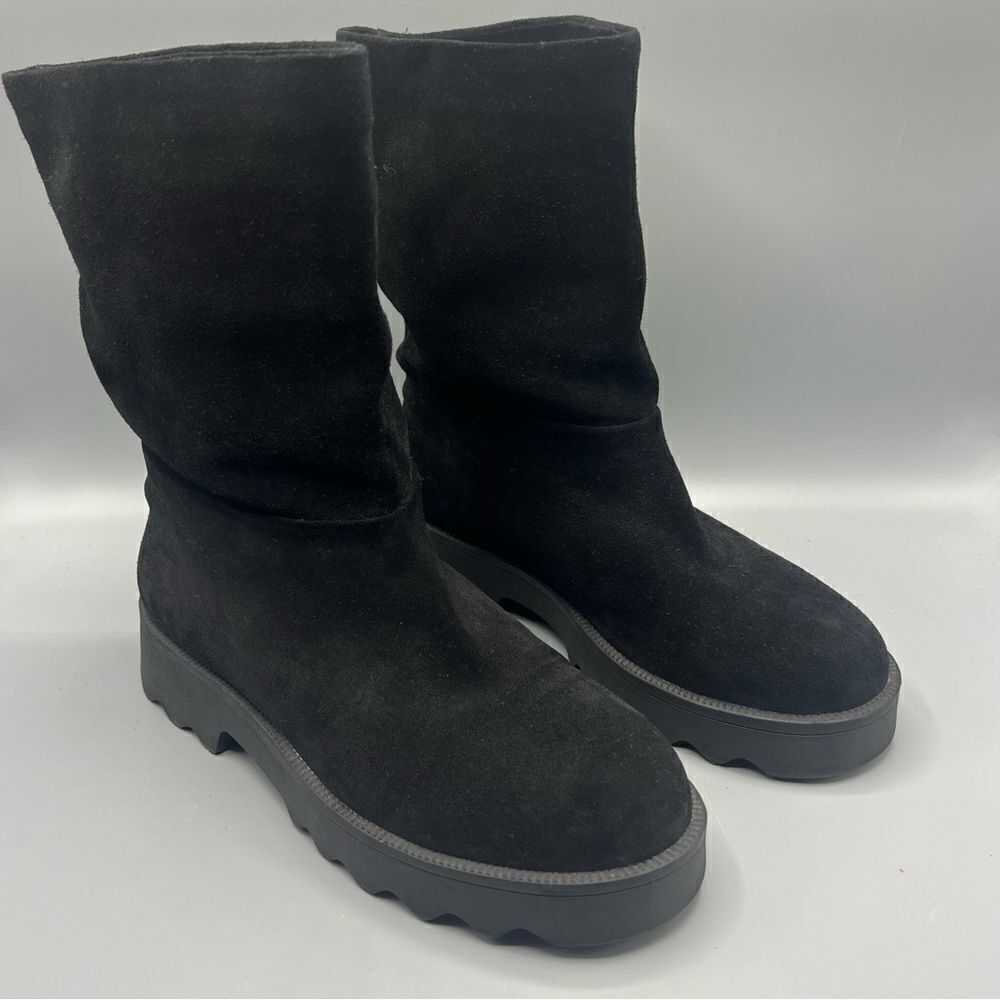 Aerosoles Simple Black Suede Pull On Boots - Picture 2 of 6
